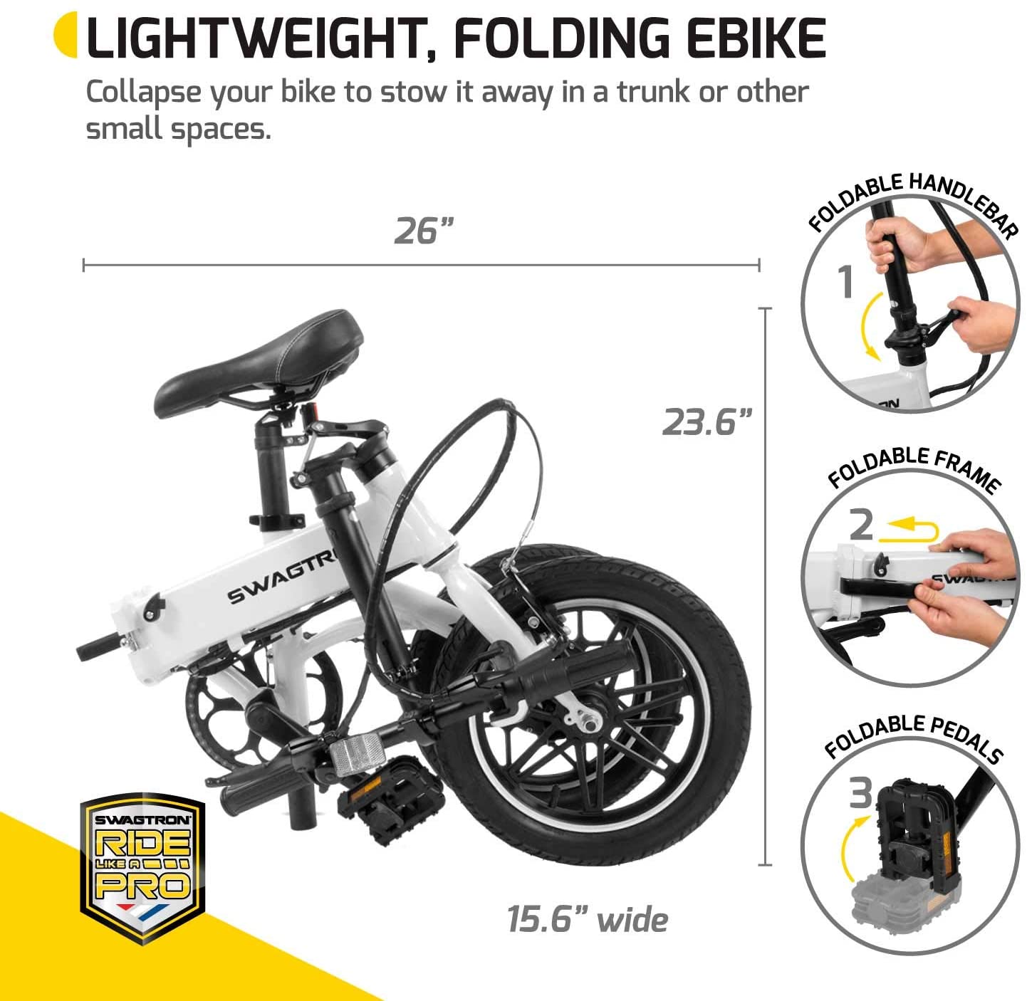 SWAGTRON Swagcycle EB5 Series Aluminum Folding Ebike SWAGTRON Swagcycle EB5 Series Aluminum Folding Ebike