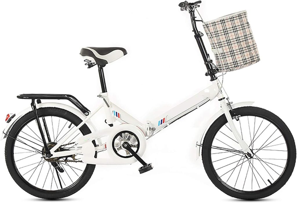 Folding Bike For Adults,20 Inch Carbon Steel Commuter Bicycle,City Bike Lightweight Portable Student Bicycle Compact Bike With Dual Brakes And Basket