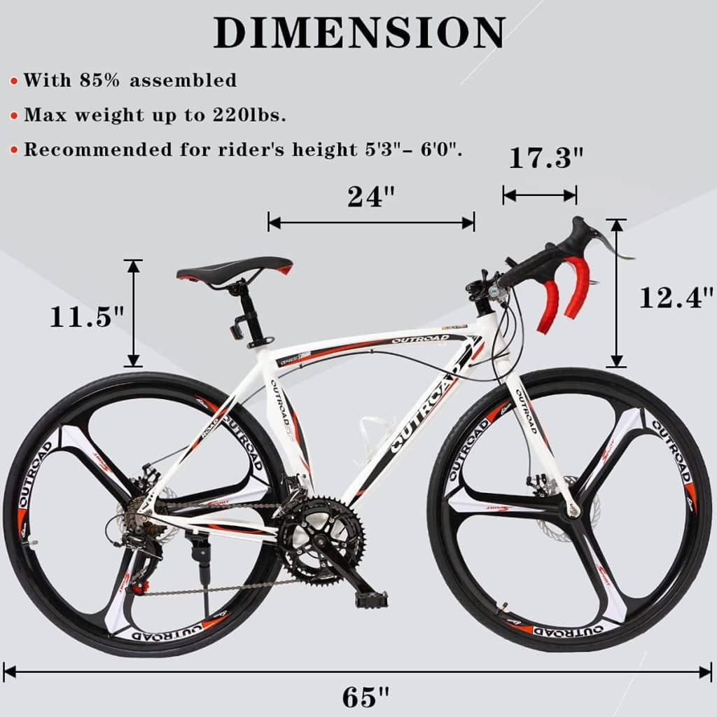 PanAme 26 Inch Road Bike for Men and Women, 700C Wheels Racing Bicycle with 14/21 Speed Shimano Shifter, Commuter Bicycle with 54 cm Aluminum Alloy Frame, V/Dual Disc Brakes, Multiple Color