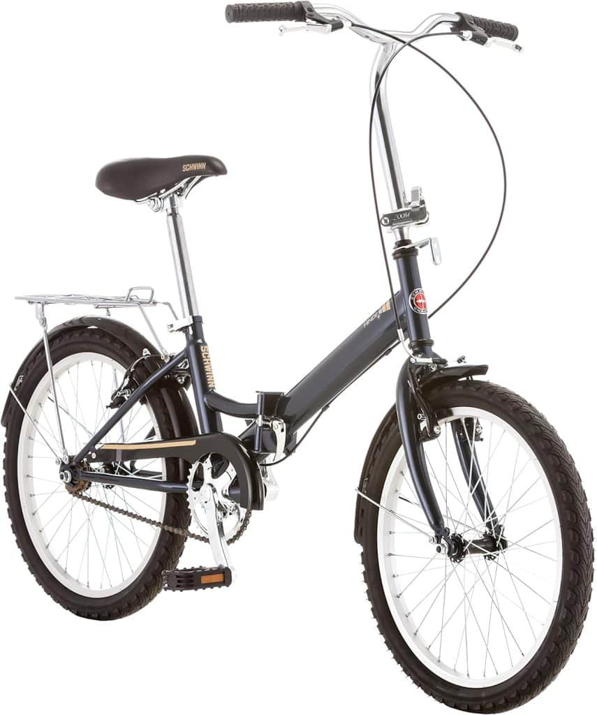 Schwinn Hinge Adult Folding Bike, 20-inch Wheels, Rear Carry Rack, Carrying Bag, Multiple Colors