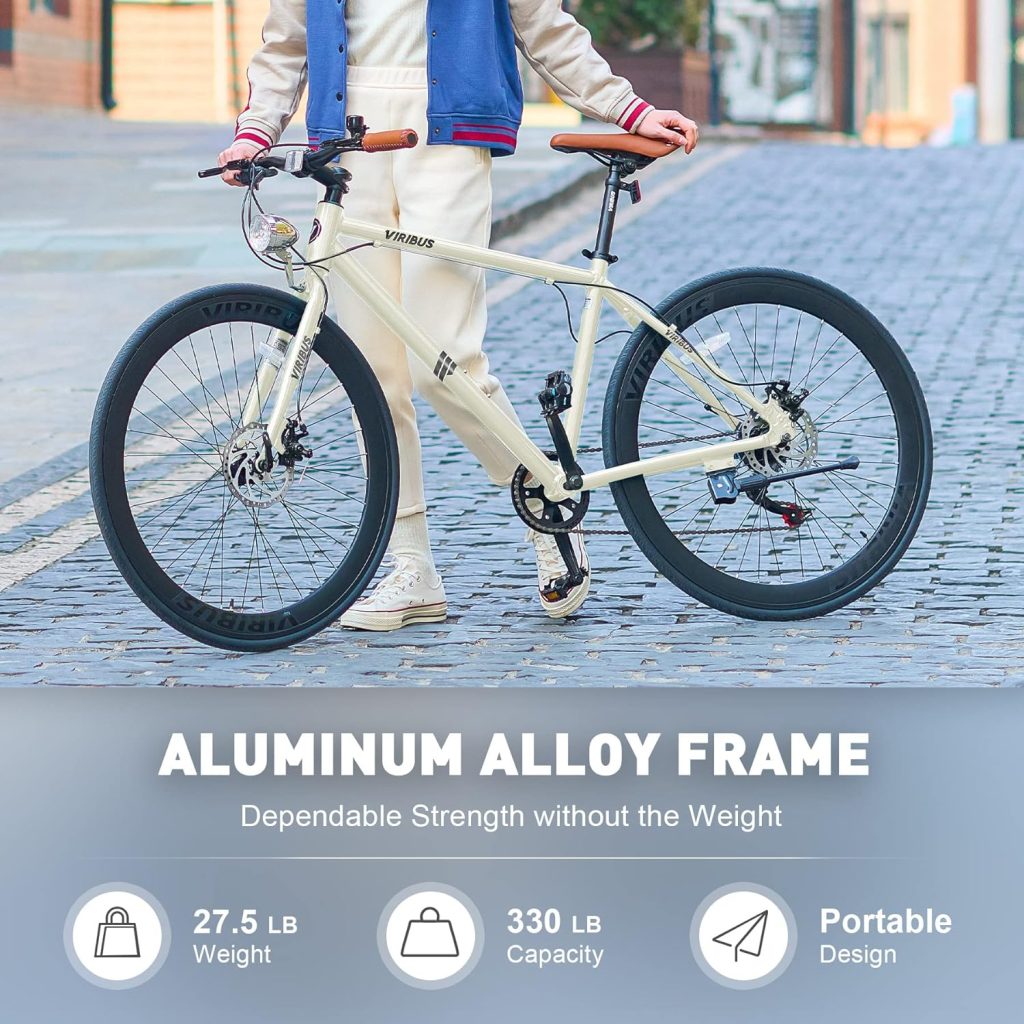 Viribus Hybrid Bike, 28 inch Adult Bike, Womens Mens Hybrid Bike with Lightweight Aluminum Frame, 700C Bicycle with 7 Speed Shimano Derailleur, Road Bike, City Bike, Adult Bicycle