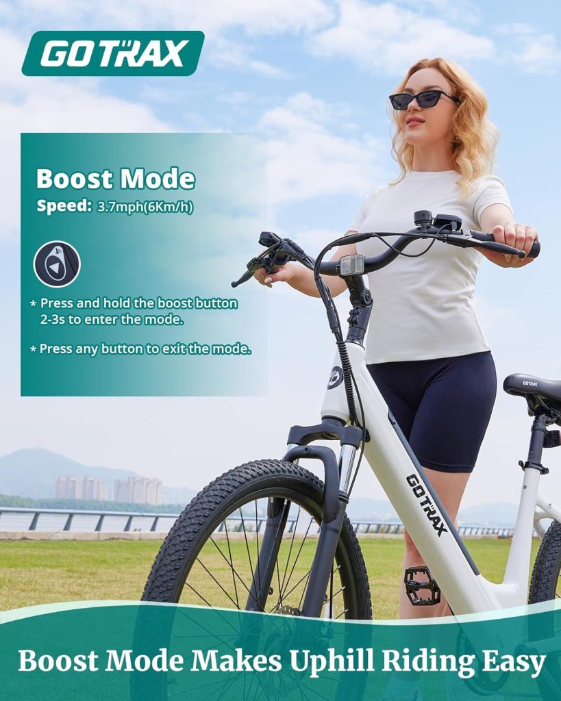 Gotrax 26 Electric Bike, Max Range 30Miles(Pedal-assist1)  15.5/20Mph Power by 250/350W, 3 Riding Modes  Adjustable Seat, 7-Speed  Front Shock Absorber, Commuter Electric Bicycle for Adults