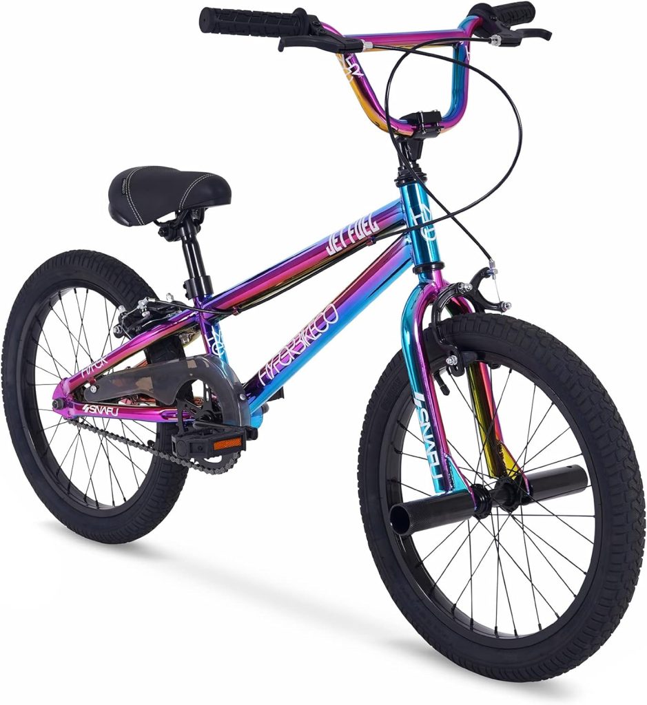 Hyper BMX Bike 18 Inch. BMX Bike for Kids Age 7-13 yrs Old, Single Speed, Front and Rear Caliper Brakes, Steel BMX Frame. 360 Handlebar Rotation. Bike Park Ready BMX Bicycle. Jet Fuel Finish