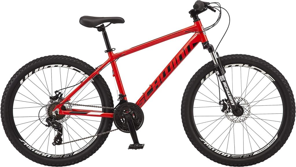 Schwinn High Timber Youth/Adult Mountain Bike for Men and Women, Aluminum and Steel Frame Options, 7-21 Speeds Options, 24-29-Inch Wheels