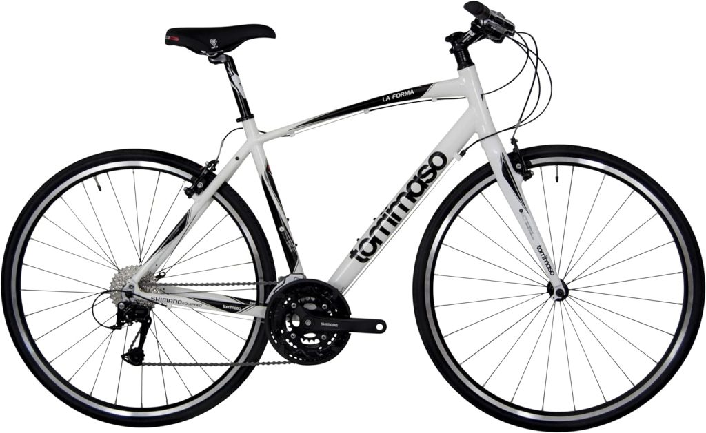 Tommaso La Forma Lightweight Comfortable Hybrid Bikes, Fitness Commuter Bike, Black, White