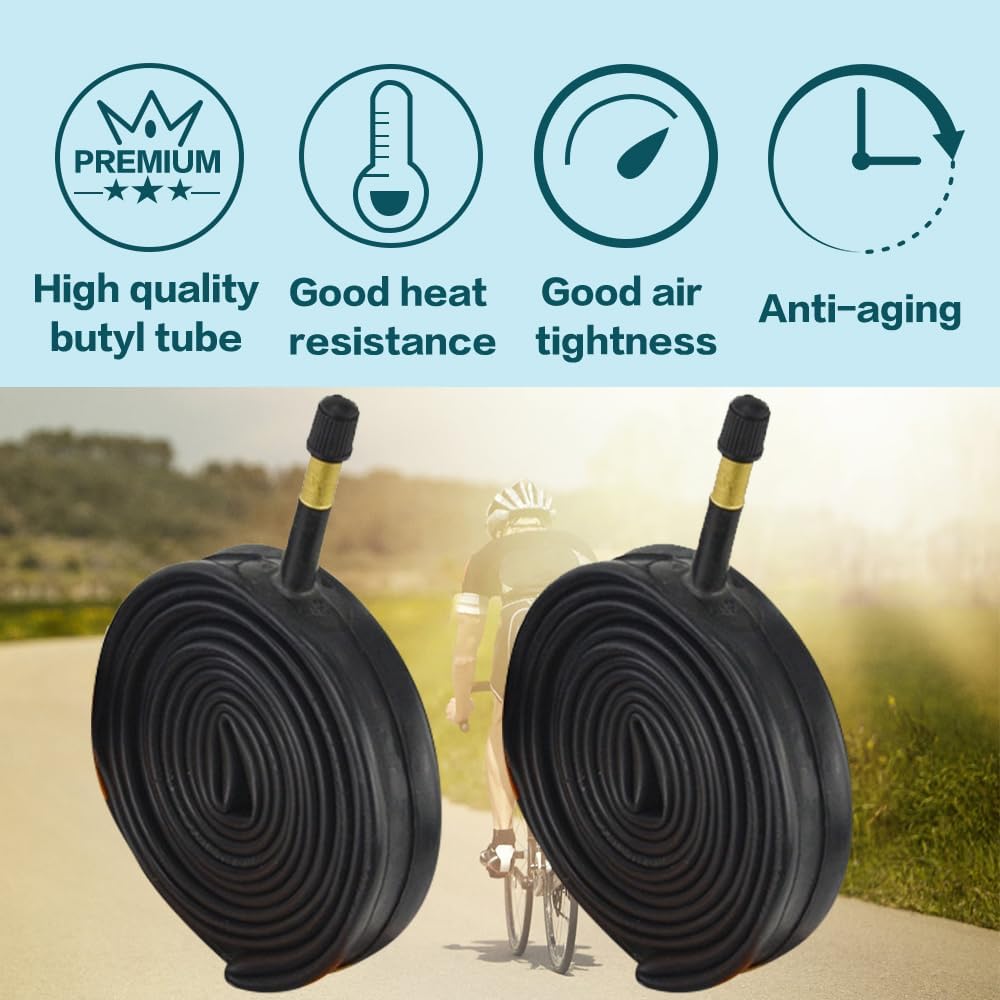 2 Pack 700x23C/25C/28C/35C/38C Bike Tires Plus Bike Inner Tubes Presta Valve 48mm or Schrader Valve 48mm Foldable Replacement Tires for Road Bicycle