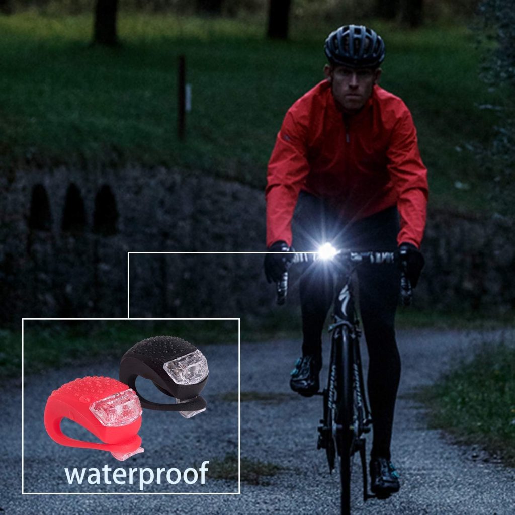 8 Pack Bicycle Light, Silicone LED Bike Light Set, 4 PCS Bike Headlight and 4 Pcs Taillight (Red  White)-Multi-Purpose Waterproof