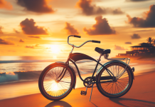 beach cruiser bikes one speed relaxation near the ocean
