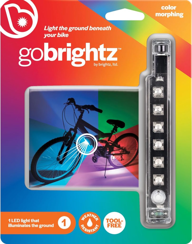 Brightz GoBrightz LED Bike Frame Light - LED Bike Frame Light for Night Riding - 4 Modes for Flashing or Constant Glow Light - Fun Safety Light Bike Accessories for Kids, Boys, Girls, Teens  Adults