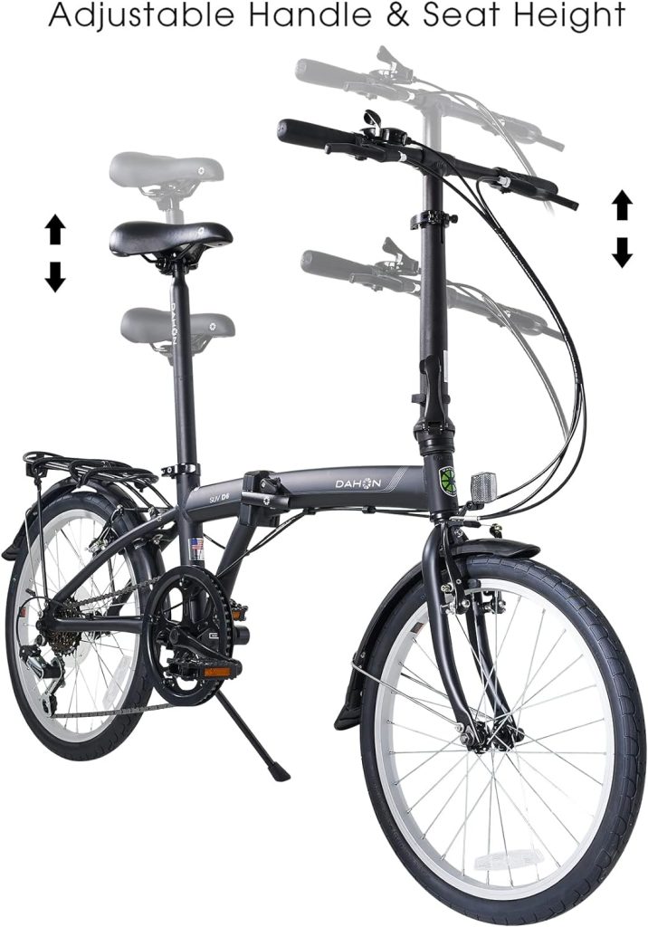 Dahon SUV D6 Folding Bike, Lightweight Aluminum Frame; 6-Speed Gears; 20” Foldable Bicycle for Adults