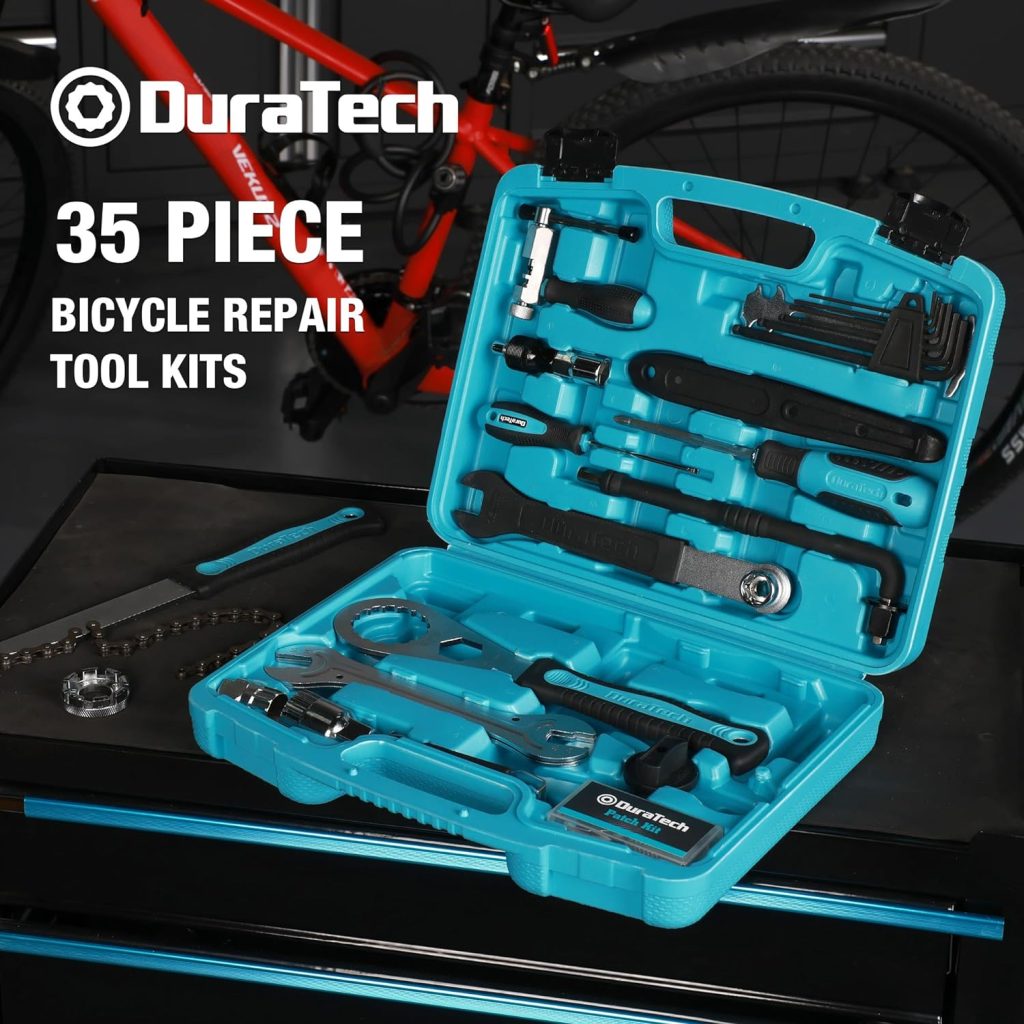 DURATECH Bike Repair Kit, Bicycle Tool Kit with Carry Case, Bike Accessories for Repairing Tyres, Brakes, Chains, Pedal, Mountain Bike  Road Bike Maintenance, Great Gift for Men, Women