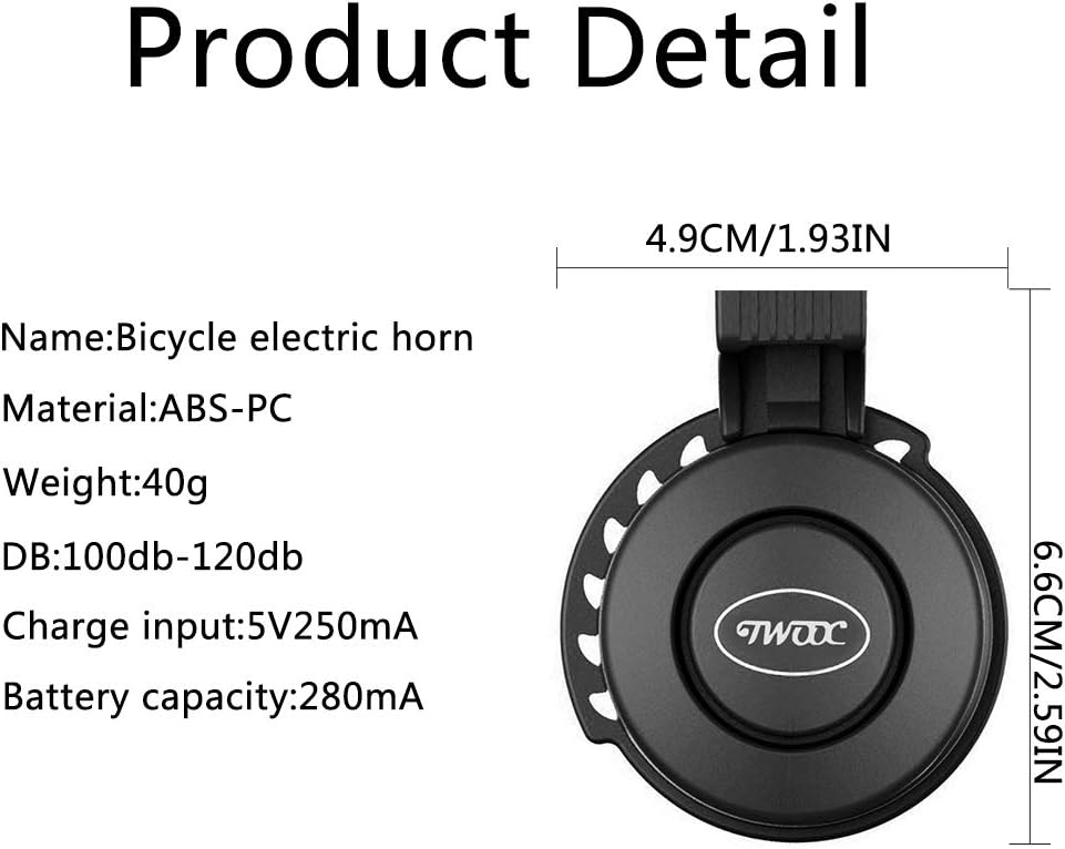 Electric Bike Horn Electronic Bicycle Bell 100-120 DB Waterproof 4 Sound Modes with Rechargeable Battery