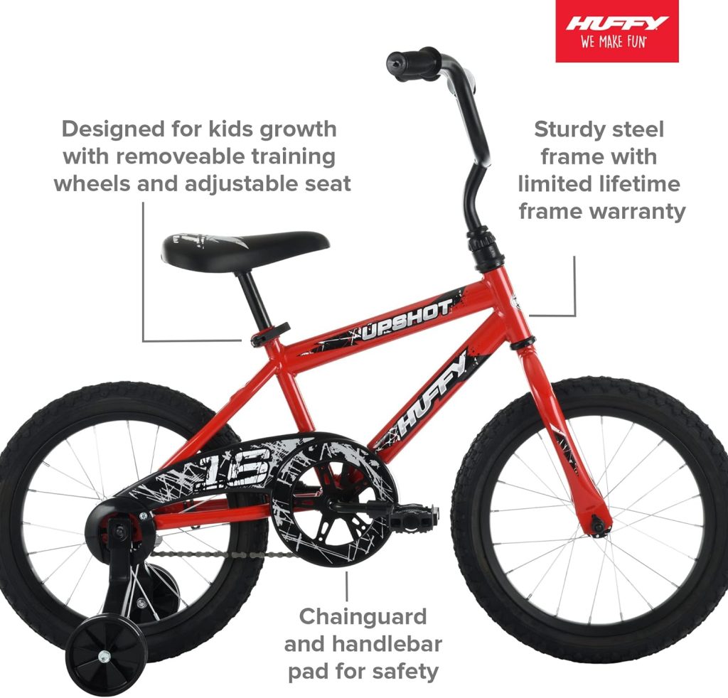 Huffy Upshot Boys Bike, 12, 16, 20 Inch Sizes for Kids Ages 3 to 9 Years Old