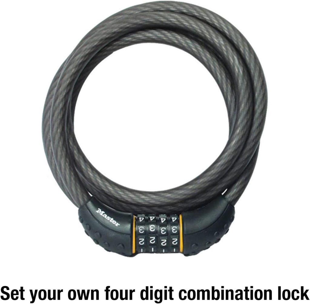 Master Lock Cable Lock, Set Your Own Combination Bike Lock, 6 ft. Long, Black