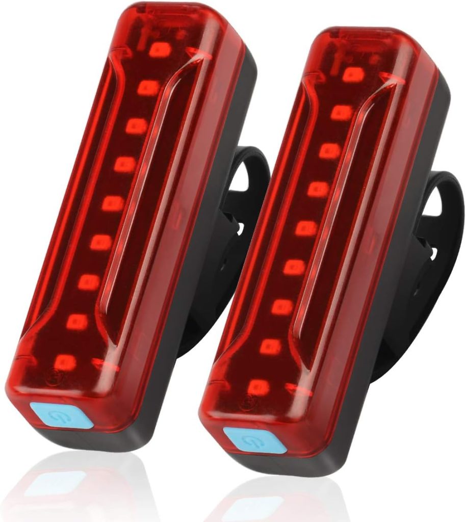 Ovetour USB Rechargeable Bike Tail Light 2 Pack,1200mAh Runtime 50 Hours,Ultra Bright LED Bike Rear Light,5 Light Mode Options,IPX5 Waterproof(2 USB Cables Included)