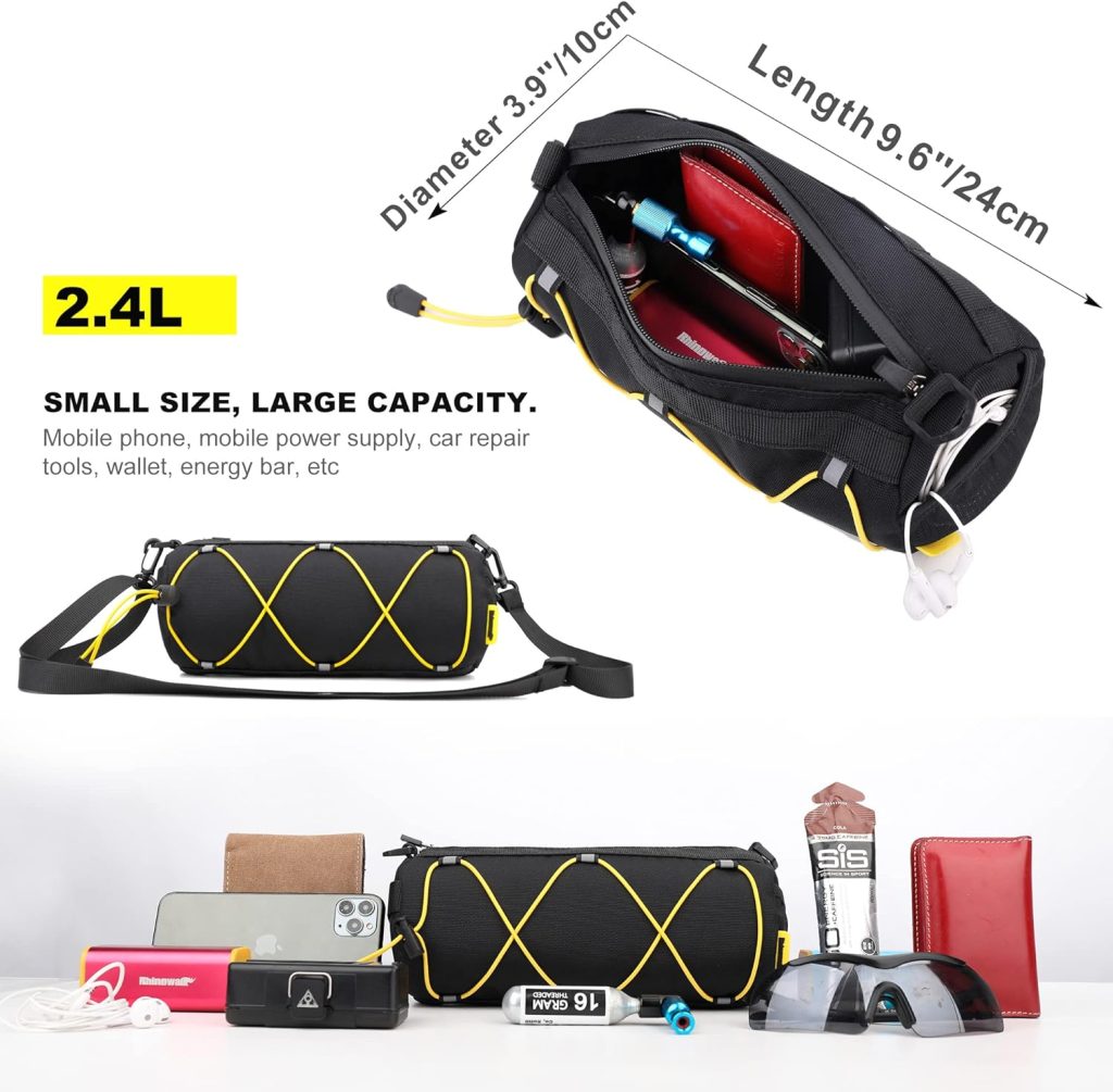 Rhinowalk Bike Handlebar Bag Bicycle Front Bag Shoulder Bag Storage Bag with Shoulder Strap for Road Mountain Bike Cycling Travel