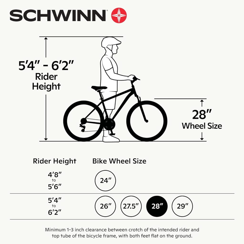 Schwinn Discover Mens and Womens Hybrid Bike, 21 Speed, 28-Inch Wheels, Step-Through or Step-Over Frame, Front and Rear Fenders, Rear Cargo Rack