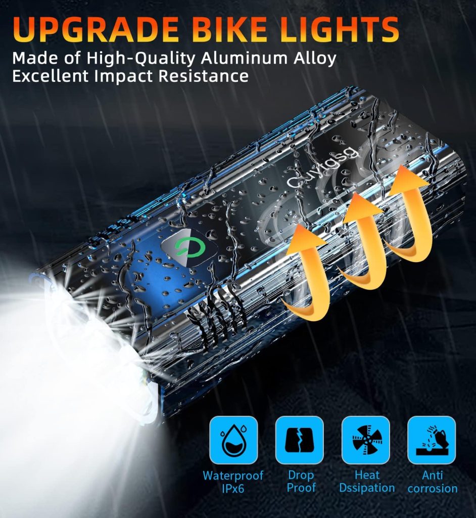 2024 New 6 LED 9500 Lumen Super Bright Bike Lights for Night Riding,360°Rotatable Bike Headlight,Bicycle Light-10 Modes,Runtime 36+ hrs,Upgrade Waterproof USB Rechargeable Bike Light,Free Taillights