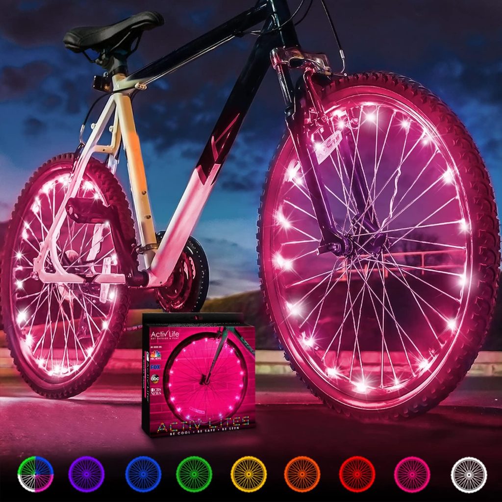 Activ Life 2-Tire Pack LED Bike Wheel Lights with Batteries Included! Get 100% Brighter and Visible from All Angles for Ultimate Safety and Style