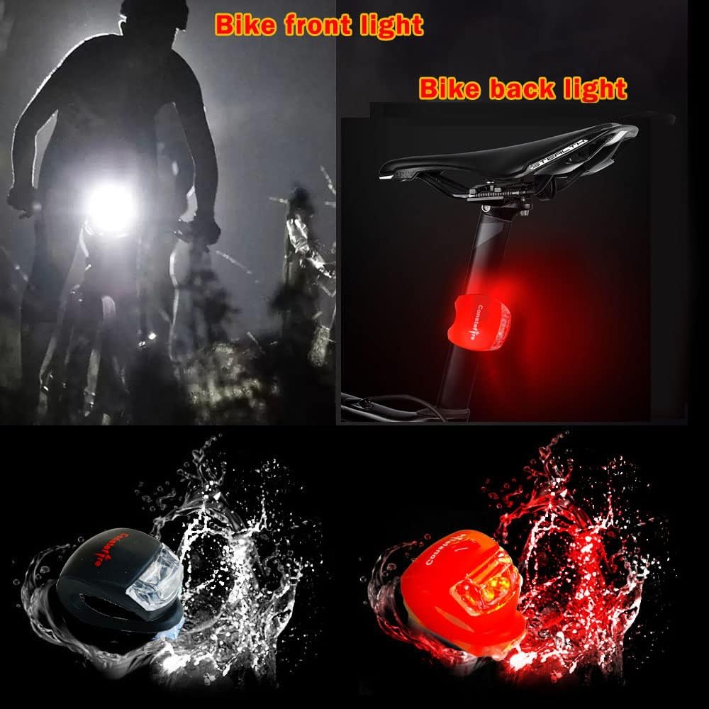 Bicycle Light Front and Rear Back Tail Lights Silicone LED Bike Light Set - Bike Headlight and Taillight,Waterproof Safety Road,Bicycle Bike Lights,Batteries Included,4 Pack led Safety Light