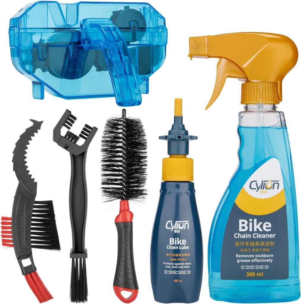 Bike Cleaning Kit Including Bicycle Chain Scrubber, Bike Cleaner Brush Tool, Bicycle Chain Cleaning Agent,Chain Lube