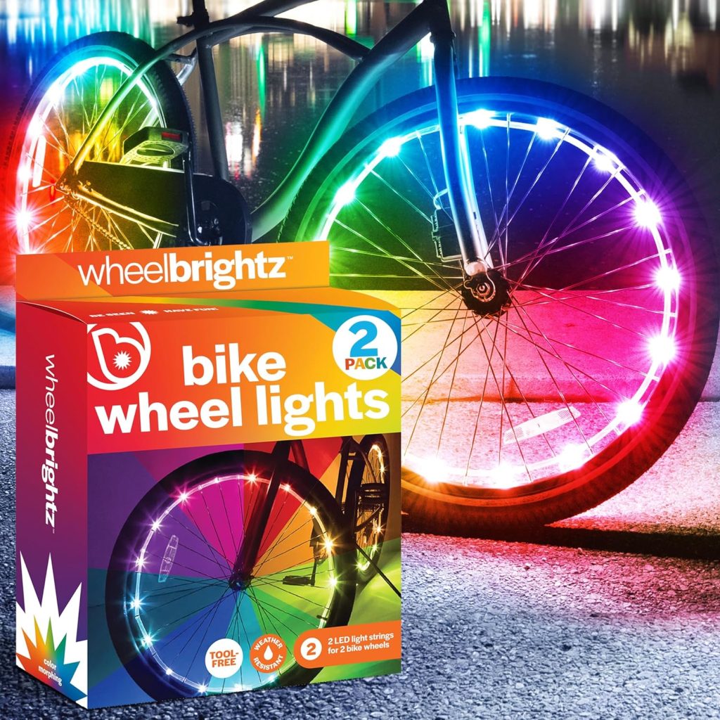 Brightz WheelBrightz 2-Pack LED Bike Wheel Lights - 2024 Edition with Superior Straps  LED-Weatherproof Shield! 14 Colors - Unmatched Durability, Visibility  48+ Hours of Dazzling Illumination