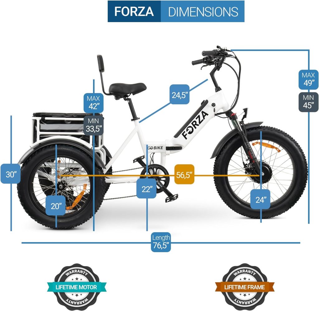 ComfyGO Forza Electric Bike, Electric Tricycle for Adults, 3 Wheel Bicicleta Electrica para Adultos