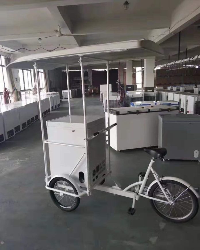food cart freezer ice cream gelato pedal tricycle bike bicycle