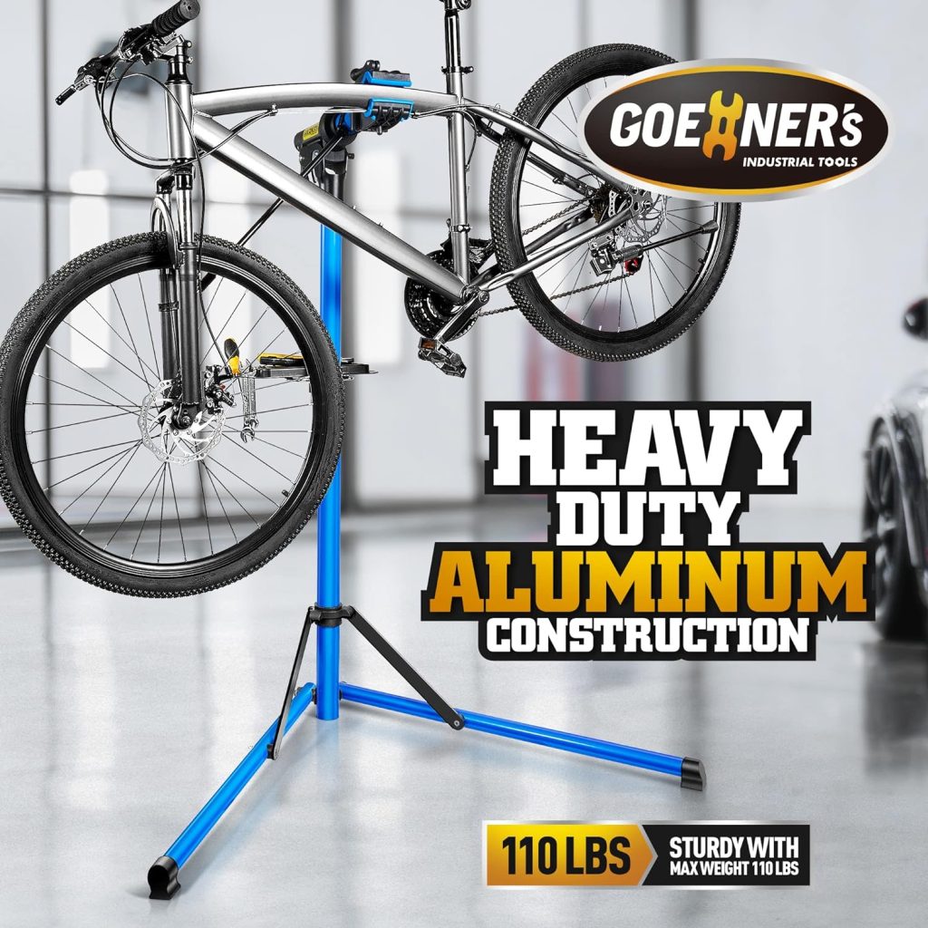 Heavy Duty Bike Repair Stand (Max 110 lbs) - Portable Bicycle Stand Manintenance Workstand Aluminum Made For Heavy E Bike, Bike Mountain Bike and Road Bike