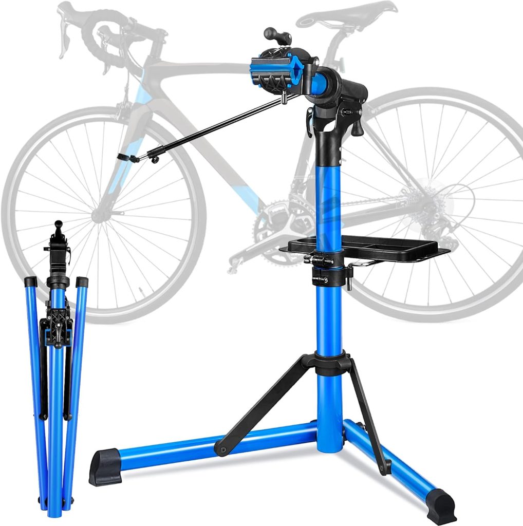 Heavy Duty Bike Repair Stand (Max 110 lbs) - Portable Bicycle Stand Manintenance Workstand Aluminum Made For Heavy E Bike, Bike Mountain Bike and Road Bike
