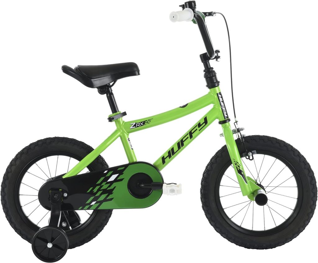 Huffy ZRX Kids Bike with BMX Pegs, Training Wheels, and Handlebar Bell, Quick Connect Assembly