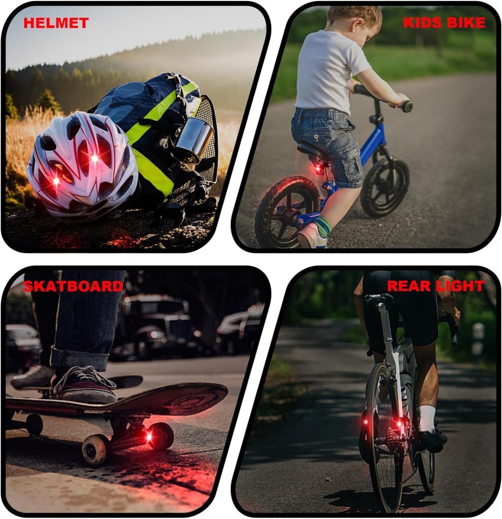 MIEFL Rear Bike Light for Night Riding Cycling, 2pcs Red LED Bicycle Tail Light with 6 Spare Batteries, Mini Back Safety Bike Lights for Skateboard Kids Scooter MTB Rack, IPX5 Waterproof Taillight