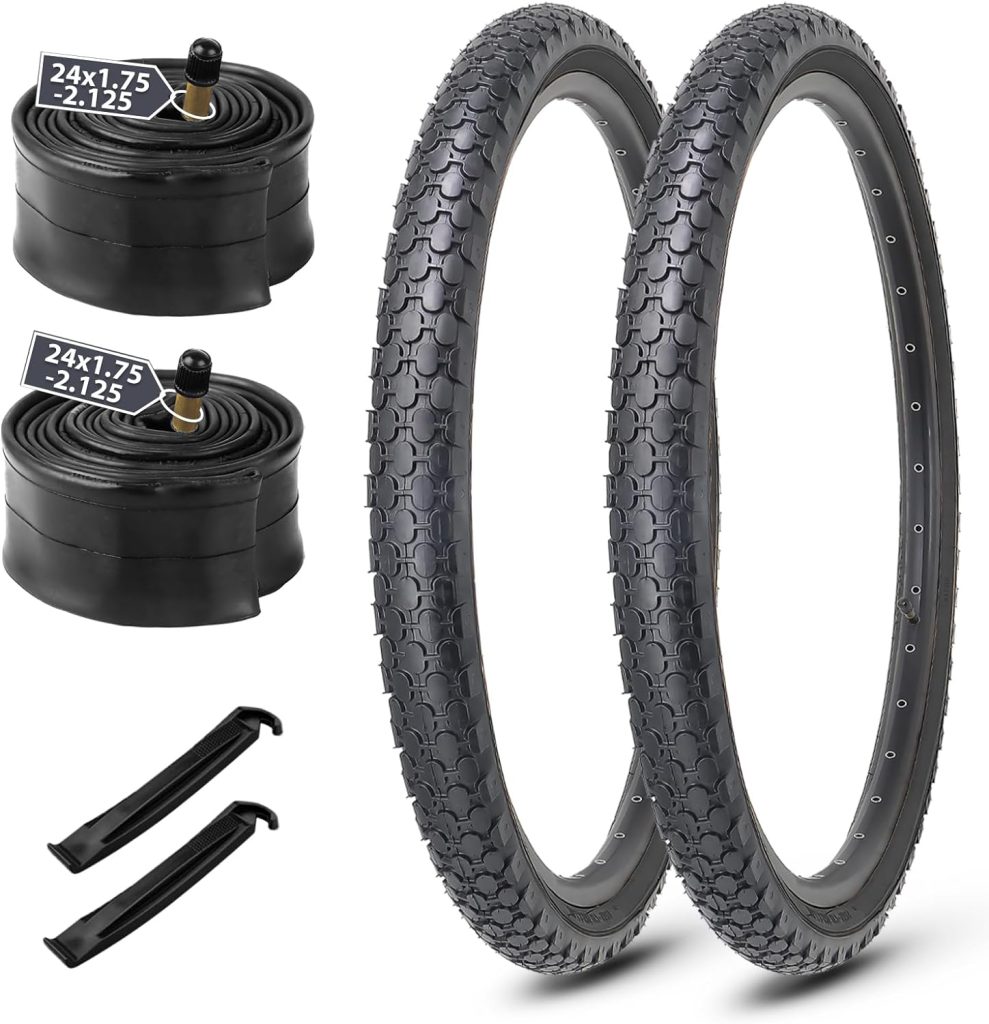 MOHEGIA Beach Cruiser Bike Tires Replacement Kit:24x2.125/26x2.125 Inch Folding Bicycle Tires,Inner Tubes and Tire Levers (2 Packs)