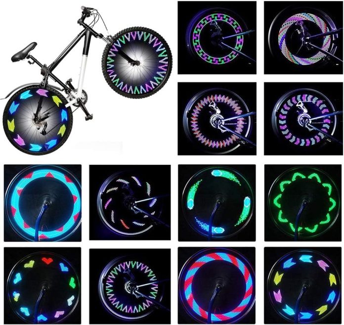 rottay bike wheel lights bicycle wheel lights waterproof rgb ultra bright spoke lights 14 led 30pcs changes patterns saf