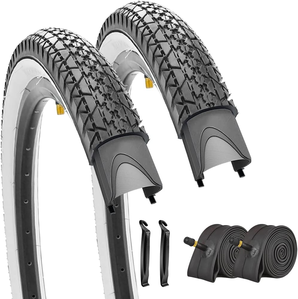 SIMEIQI 2 Pack 24/ 26x2.125 Inch Beach Cruiser Bike Tires and Tubes or Without Tubes 24/ 26x1.75/2.125 with 32mm AV Valves with or Without 8 Patches Kit Compatible with 26 Inch Bicycle Tires