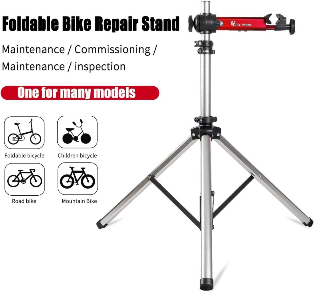West Biking Bike Repair Stand(Max 85 Lbs) - Adjustable Foldable Bike Workstand With Quick Release,Bicycle Maintenance Rack Workstand For Home Mechanics,Tripod Base Park Tool Repair Stand