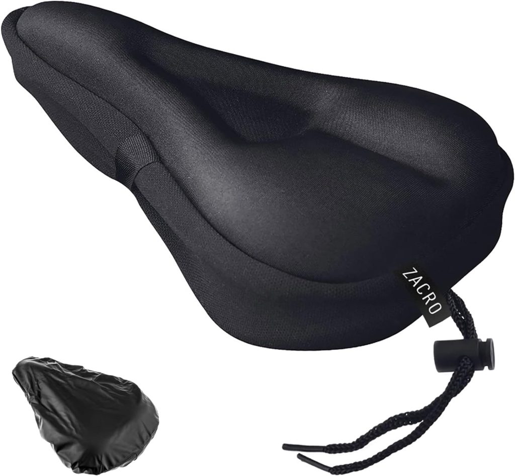 Zacro Bike Seat Cushion - Gel Padded Bike Seat Cover for Men Women Comfort, Extra Soft Exercise Bicycle Seat Compatible with Peloton, Outdoor  Indoor
