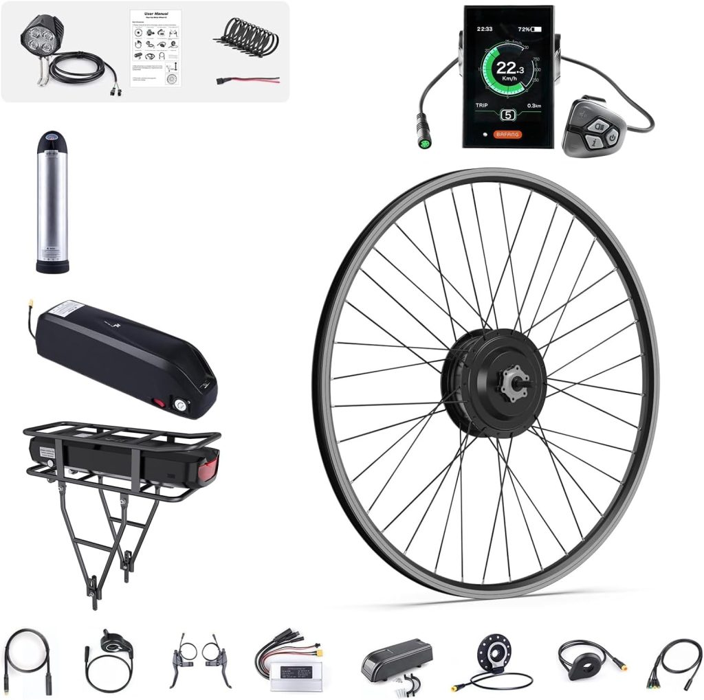 BAFANG 48V 500W Front Hub Motor : 26 Electric Bike Conversion Kit for 26 Inch Front Wheel with DPC18 Display  PAS (NO Battery)