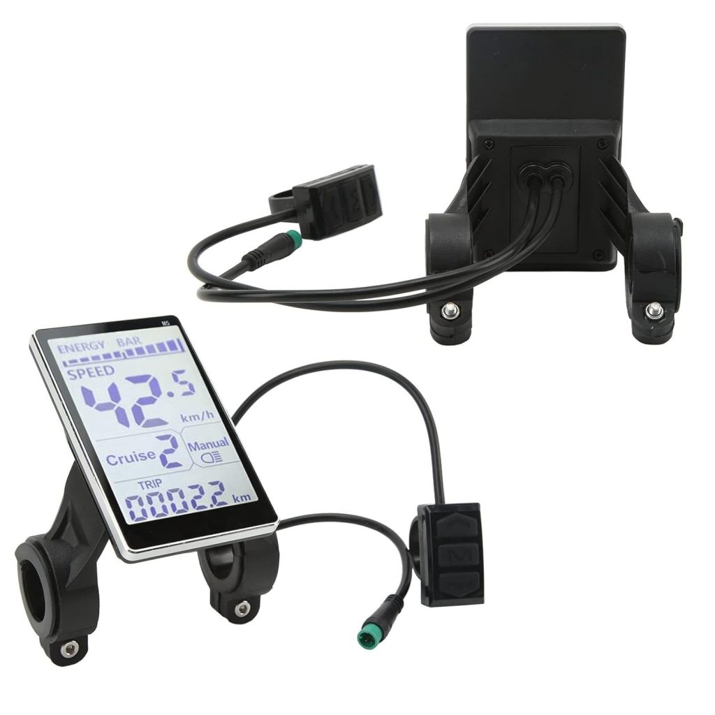Qiilu LCD Display ABS Electric LCD Meter 5 Pin 24V 36V 48V 60V Universal E Scooter M5 LCD Panel Screen for 31.8 22.2mm Electric Bikes