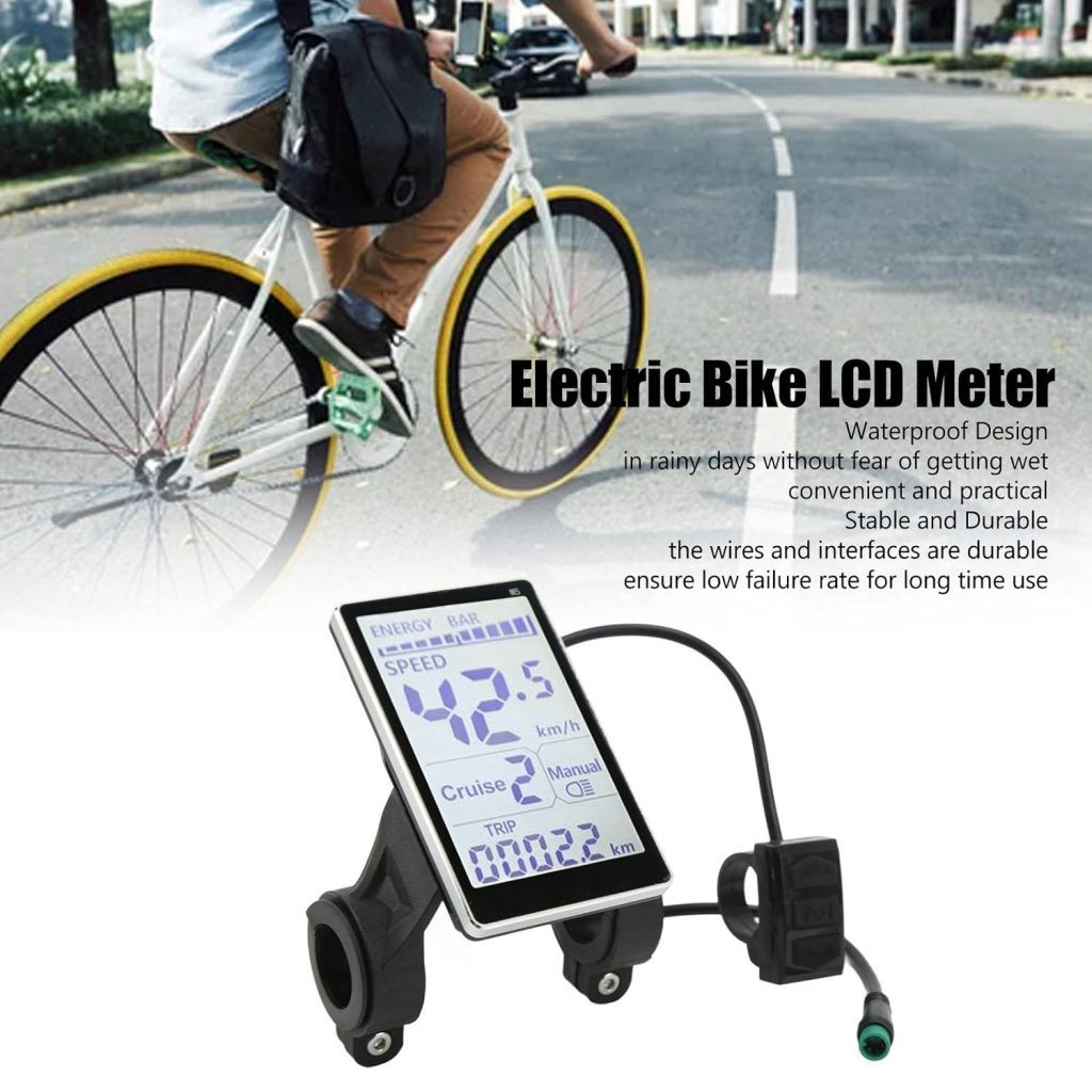 Qiilu LCD Display ABS Electric LCD Meter 5 Pin 24V 36V 48V 60V Universal E Scooter M5 LCD Panel Screen for 31.8 22.2mm Electric Bikes