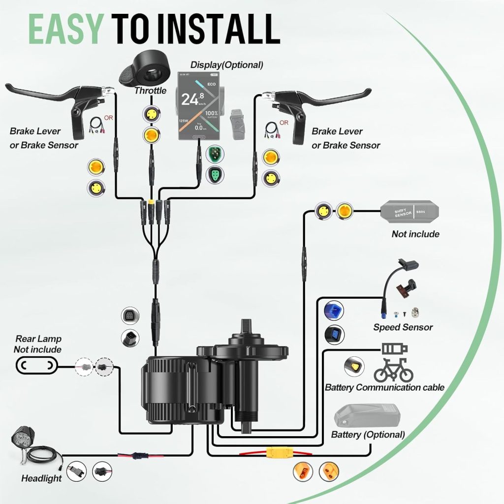 BAFANG Mid Drive Kit 750W 1000W 500W BBS02B BBS-HD Electric Bike Conversion Kit 48V 52V Ebike Conversion Kit for 68-73MM Mountain Bike Road Bike with Battery and Display(Optional)