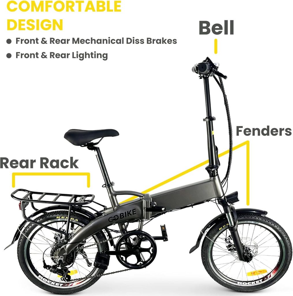 COMFYGO Futuro Foldable Lightweight Electric Bike - 35 Mile Range 48V 350W Motor Electric City Bike for Adults, Shimano 7 Speed Shift, Step Through Motorized Bike by GOBIKE