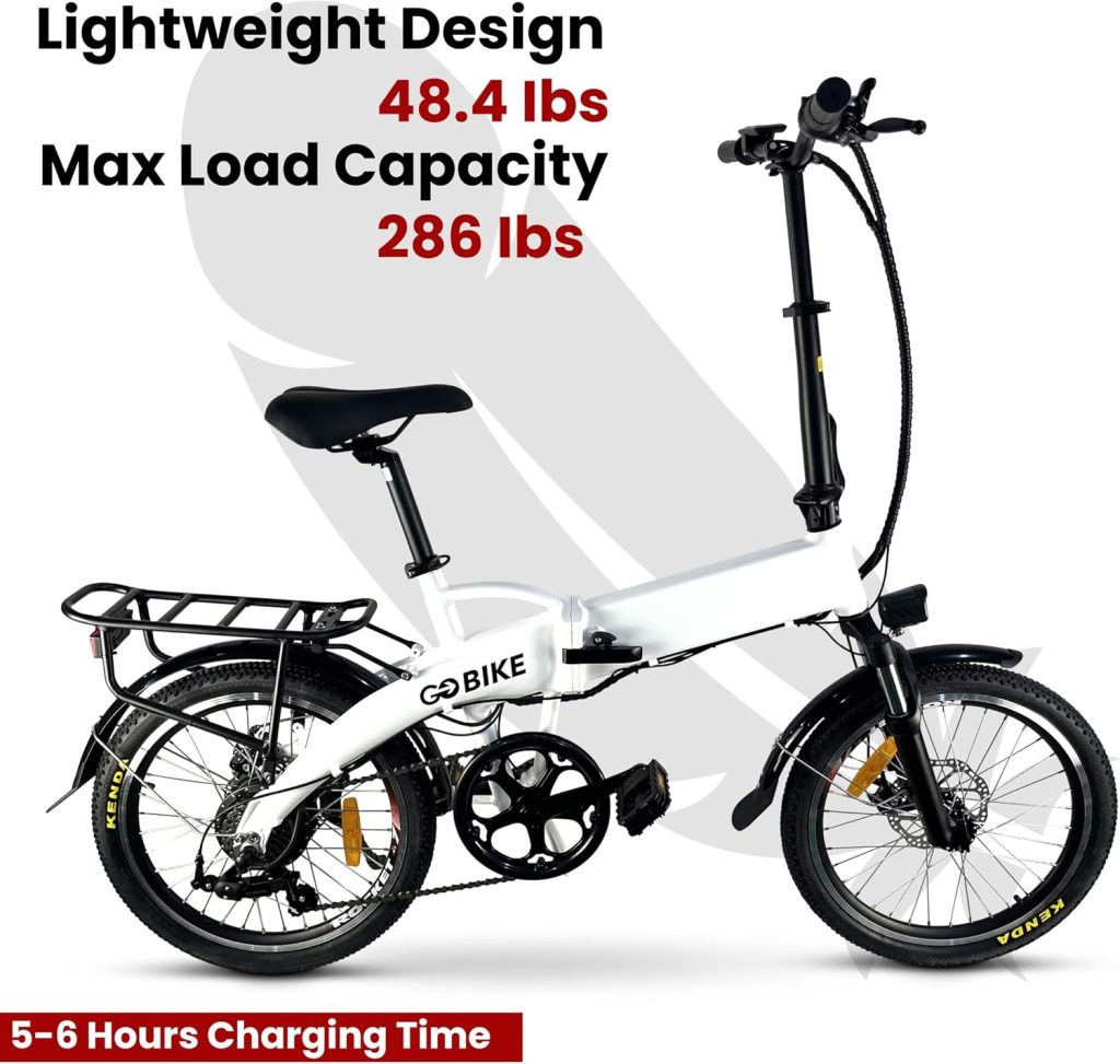 COMFYGO Futuro Foldable Lightweight Electric Bike - 35 Mile Range 48V 350W Motor Electric City Bike for Adults, Shimano 7 Speed Shift, Step Through Motorized Bike by GOBIKE