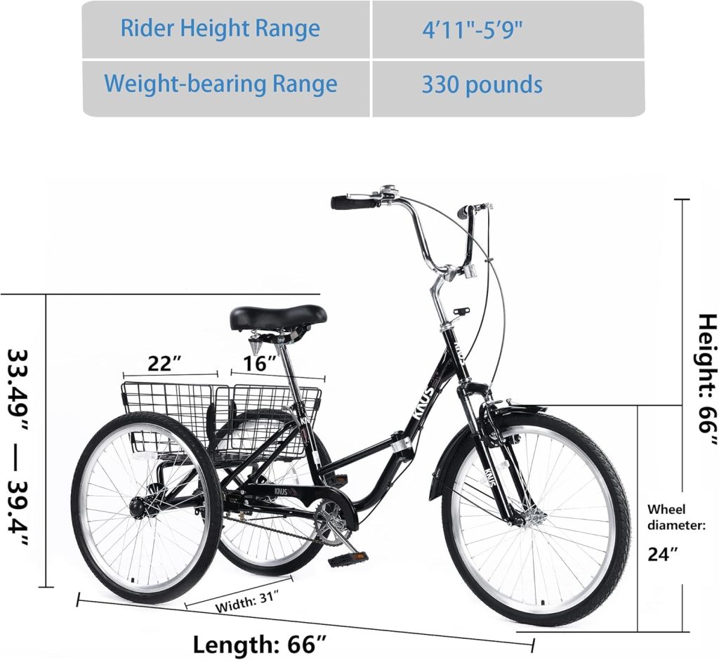 KNUS Adult Foldable Cargo Tricycles,Adult Trikes 20/24 inch 3 Wheel Beach Cruiser Bikes,Three-Wheeled Bicycles Cruise Trike with Large Shopping Basket for Seniors, Women,Mens,for Pets Beach KNUS Adult Foldable Cargo Tricycles,Adult Trikes 20/24 inch 3 Wheel Beach Cruiser Bikes,Three-Wheeled Bicycles Cruise Trike with Large Shopping Basket for Seniors, Women,Mens,for Pets Beach