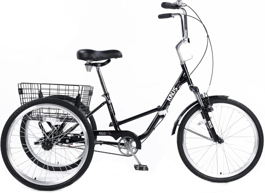 KNUS Adult Foldable Cargo Tricycles,Adult Trikes 20/24 inch 3 Wheel Beach Cruiser Bikes,Three-Wheeled Bicycles Cruise Trike with Large Shopping Basket for Seniors, Women,Mens,for Pets Beach KNUS Adult Foldable Cargo Tricycles,Adult Trikes 20/24 inch 3 Wheel Beach Cruiser Bikes,Three-Wheeled Bicycles Cruise Trike with Large Shopping Basket for Seniors, Women,Mens,for Pets Beach