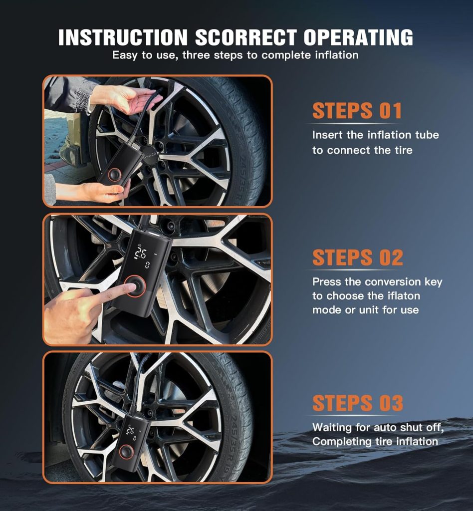 Tire Inflator Portable Air Compressor Portable Cordless Mini Air Pump with Digital Pressure Gauge Inflater 150PSI Fast Inflation and Auto Shutoff Function Tires Pump for Cars Motorcycles Bikes Balls Tire Inflator Portable Air Compressor Portable Cordless Mini Air Pump with Digital Pressure Gauge Inflater 150PSI Fast Inflation and Auto Shutoff Function Tires Pump for Cars Motorcycles Bikes Balls