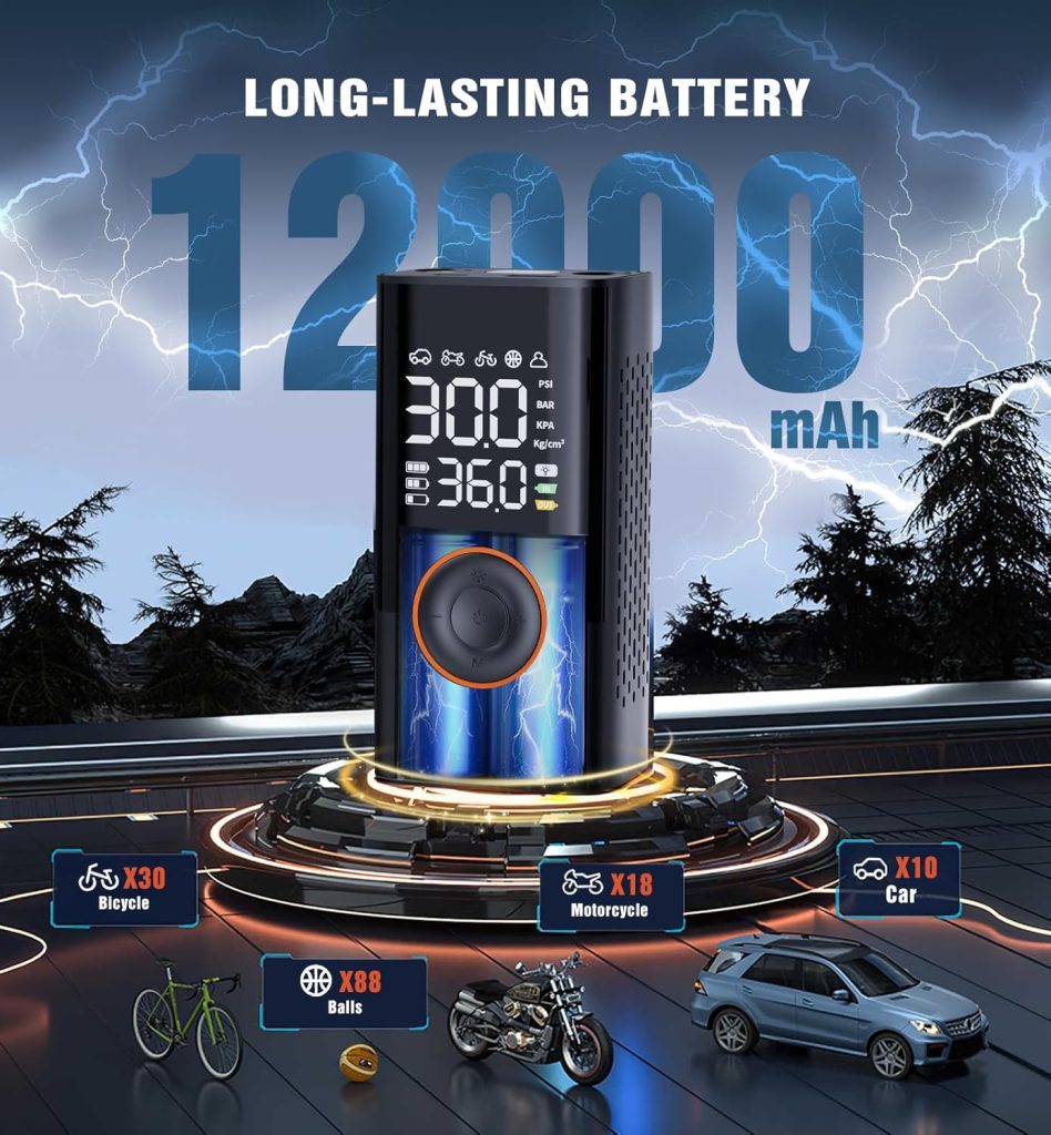 Tire Inflator Portable Air Compressor Portable Cordless Mini Air Pump with Digital Pressure Gauge Inflater 150PSI Fast Inflation and Auto Shutoff Function Tires Pump for Cars Motorcycles Bikes Balls Tire Inflator Portable Air Compressor Portable Cordless Mini Air Pump with Digital Pressure Gauge Inflater 150PSI Fast Inflation and Auto Shutoff Function Tires Pump for Cars Motorcycles Bikes Balls