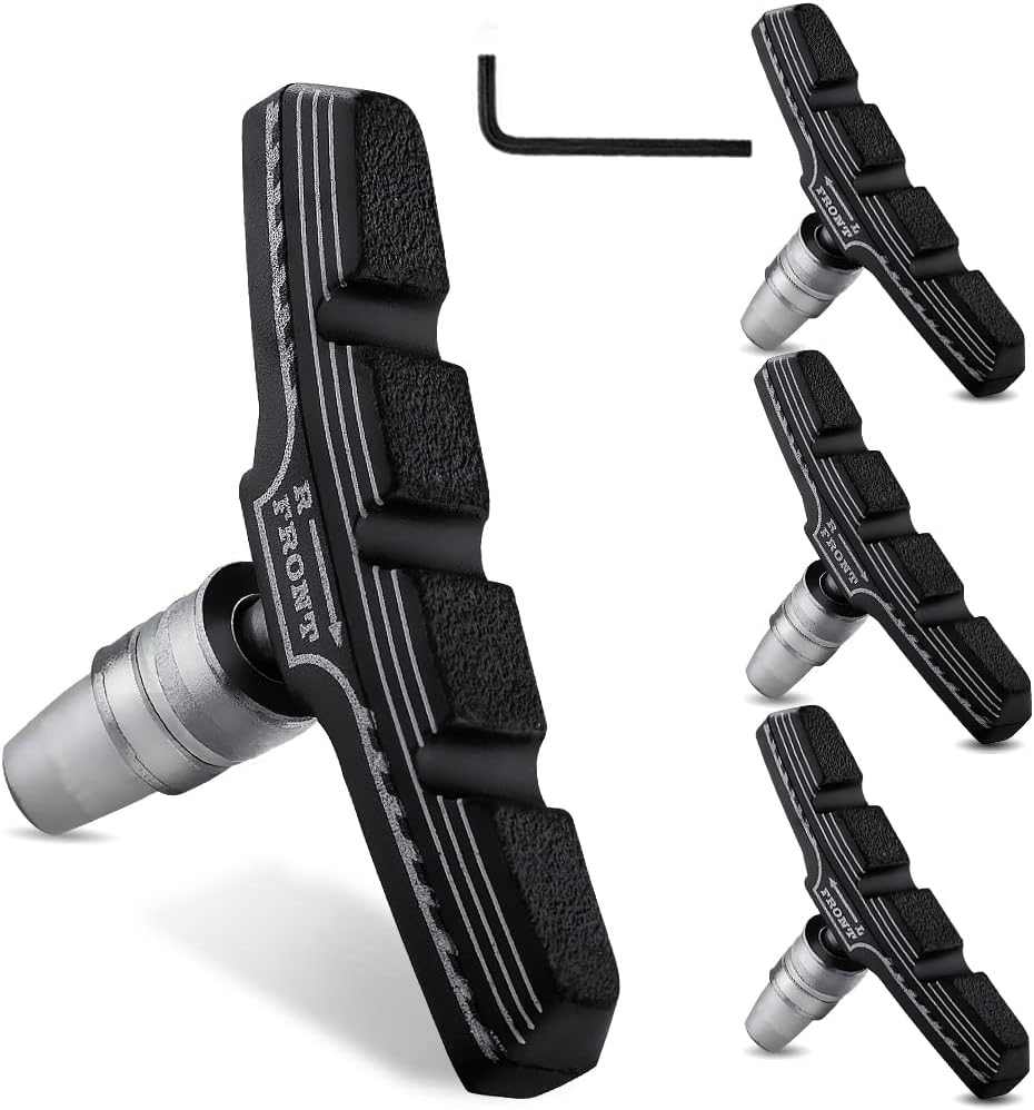 Hapleby 4PCS Premium Bike Brake Pads, Professional Mountain Bicycle V-Brake Pads, Bike Brake Blocks Kit, for Free Hex Wrench Hapleby 4PCS Premium Bike Brake Pads, Professional Mountain Bicycle V-Brake Pads, Bike Brake Blocks Kit, for Free Hex Wrench