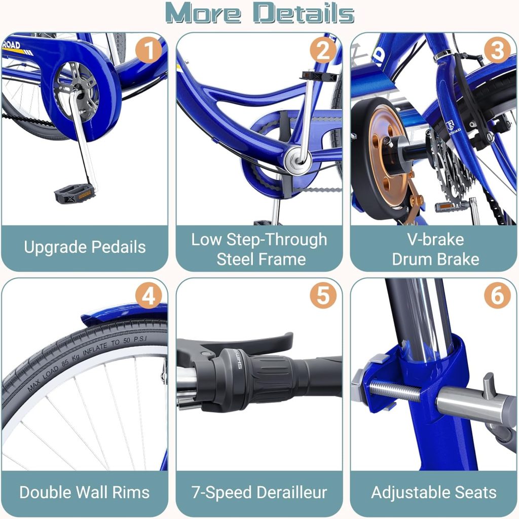 Brightpeak 7 Speed Adult Tricycle, 26 inch 3 Wheel Bike with Large Basket for Women Men Seniors, Cruiser Trike for Outdoor, Shopping, Picnic, Recreation (Blue) Brightpeak 7 Speed Adult Tricycle, 26 inch 3 Wheel Bike with Large Basket for Women Men Seniors, Cruiser Trike for Outdoor, Shopping, Picnic, Recreation (Blue)