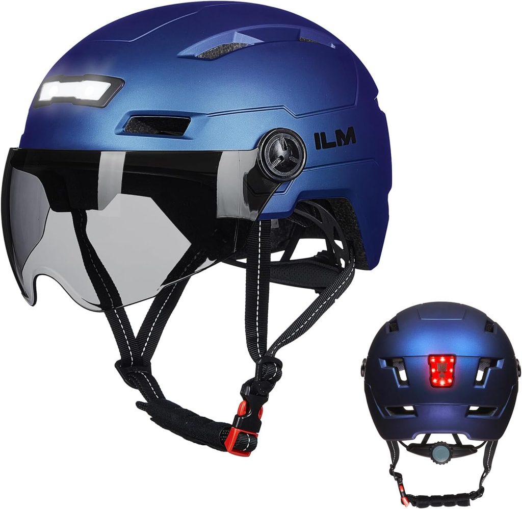 ILM Adult Bike Helmet with USB Rechargeable LED Front and Back Light MountainRoad Bicycle Helmets for Men Women Removable Goggle Cycling Helmet E3-10L ILM Adult Bike Helmet with USB Rechargeable LED Front and Back Light MountainRoad Bicycle Helmets for Men Women Removable Goggle Cycling Helmet E3-10L